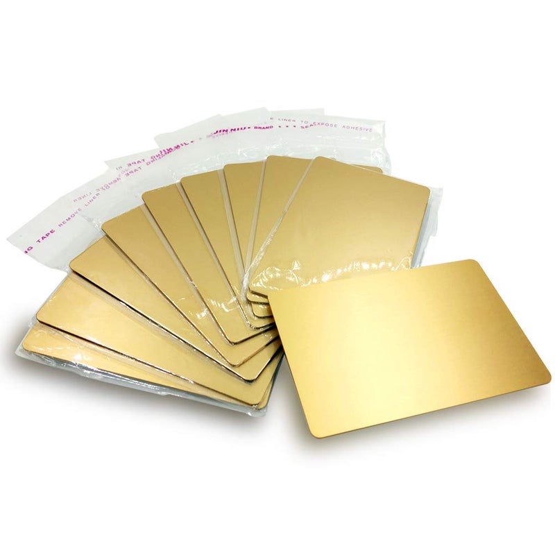 ebamaz Metal Business Cards Anodized Aluminum Plaque Plate 86X54X0.8mm (Golden, Blank,10PCS) - Image 1